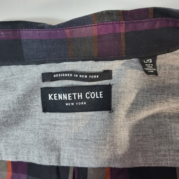 Kenneth Cole Plaid Collared Button Up Dress Shirt - Picture 8 of 9